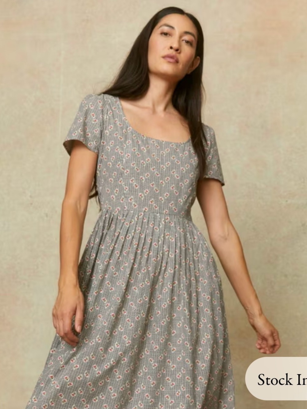 The Scarlet Dress | Azalea Houndstooth Cotton Maxi Dress Scoop Neck Short Sleeve